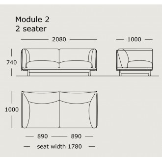 2-seater sofa – KITE – ROCO col. 02