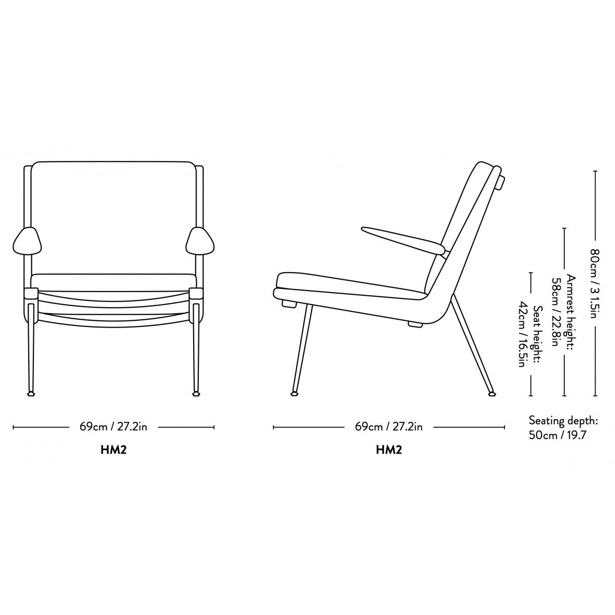 with armrests – Boomerang lounge chair HM2
